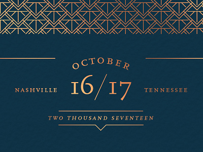 Invitation date header copper date foil metallic nashville navy print typography