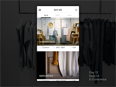 Day 12 - Daily UI - E-commerce app clean clothes ecommerce fashion minimal mobile ui