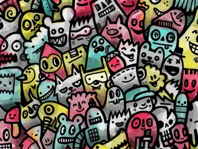 Not Staying in the Lines characters cute doodles line art painted painting unique watercolor