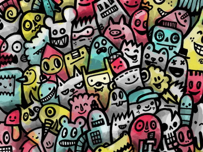 Not Staying in the Lines characters cute doodles line art painted painting unique watercolor