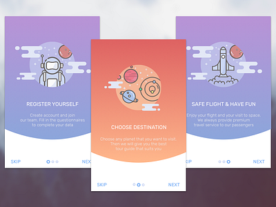 Onboarding Exploration app flat illustration mobile onboarding travel