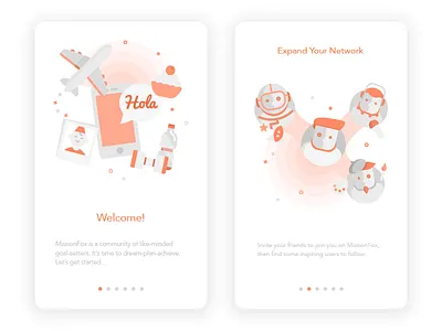 Onboarding pages community fitness friends hello hola mobile network onboarding picture travel welcome