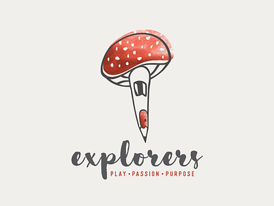 Mushroom Shool Logo drawing fun kids school