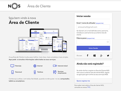 Cliente NOS area black blue client cliente gray material nos portfolio ui ux white