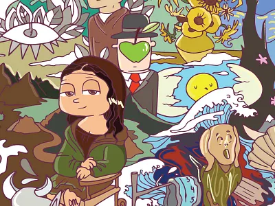 Artsy Fartsy artwork drawing handdrawn illustration mona lisa vector