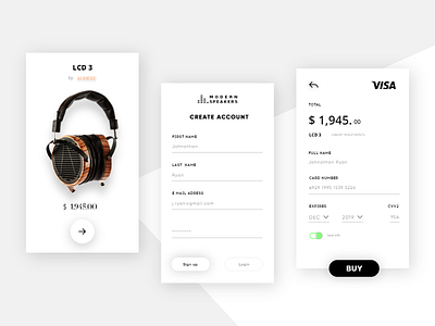 Day 14. Headphones checkout cards checkout clean design headphones interface login minimal product shop ui ux web