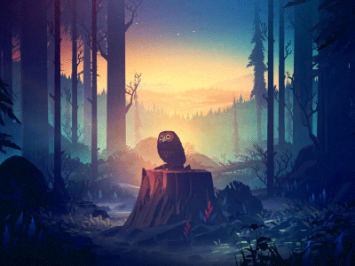 Owl animation animal environment forest illustration owl partcles unity