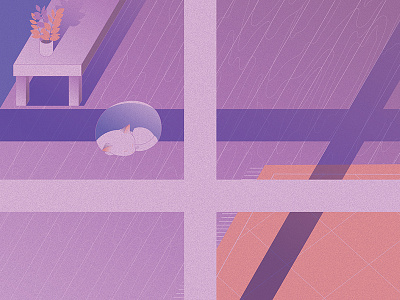 Atc Artist Series II - + architecture cat flat illustration interior minimal serene texture vector window