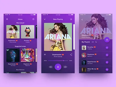 Music App UI Concept app concept debut design music purple ui