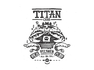 Day 7: Titan Crab Pilsner character craft design illustration ink label lettering logo