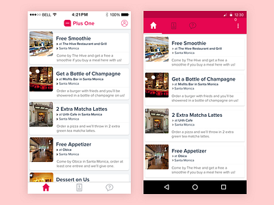 Plus One android cards coupons dating discount feed ios offers