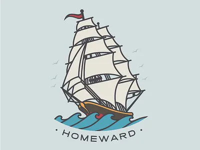 Homeward flash flat jerry sailor ship tattoo vector