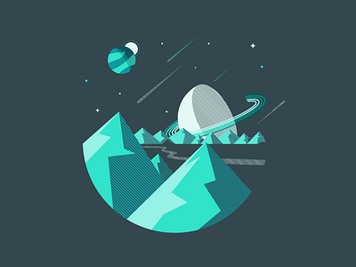 Space Mountains illustration planet space vector