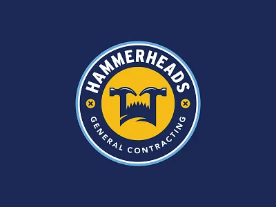 Hammerheads Badge badge construction contracting hammer logo shark