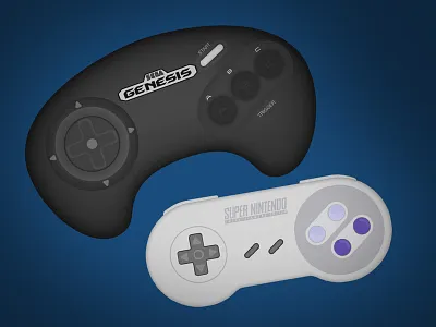 Classic Controllers controllers genesis illustrator snes vector