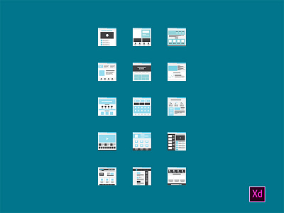 Tiny Miniature Wireframes - Adobe Xd adobe xd free freebie tiles ui ux wireframes workflow xd