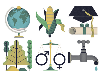 Pyxera Global Icons corn education equality gender globe icons logos tap