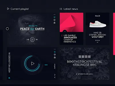 Daphne X Dark clean concept contact design flat layout music page player ui