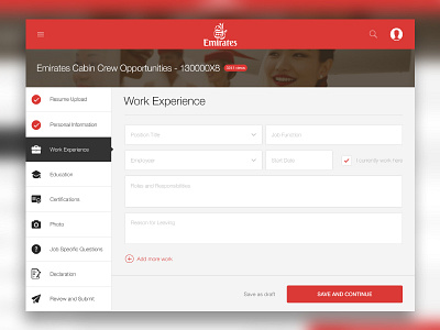 Emirates Recruiting Application airline app design emirates tablet ui ux