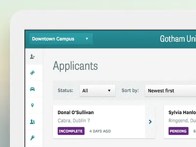 Applicants dashboard clear sans dashboard listing web app