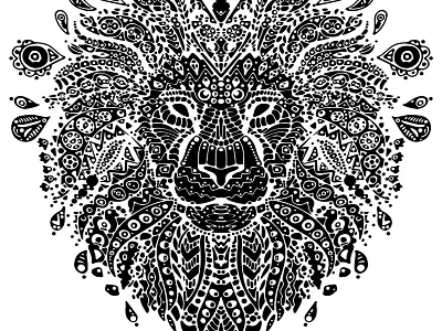 Inverted Lion Mandala black and white circles creative drawing ink lion lion mandala mandala spots