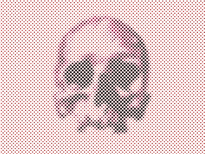 Skull calavera dead death dots halftone minimal minimalist pink skull