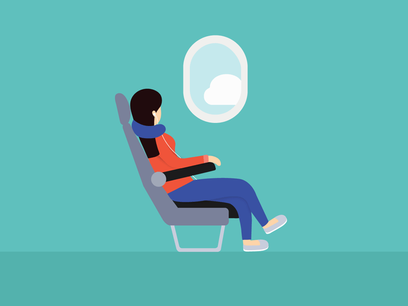 Travel times air clouds flight gif girl illustration plane travel window