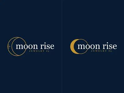 Moon Rise Jewelry Co. branding gold identity jewelry line design logo moon navy blue rise serif simple