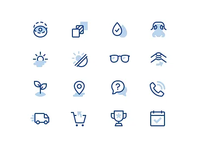 Clearly Eyewear Iconography app icons color duotone eyewear glasses icon icon design icon designer iconography icons ios line