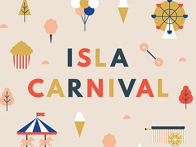 Canva Anniversary Party balloons carnival colorful event fair ferris wheel ice cream illustration manila minimal party poster