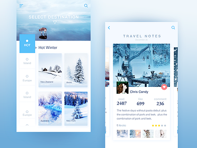 Design-UI: 04. Where to go in winter design travel ui ux winter