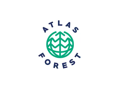Atlas Forest Logo atlas planet emblem fir tree natural forest logo icon mark map earth globe trees timber wood