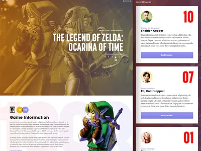 Game Information Landing Page photoshop ui video games website