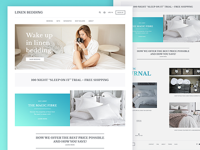 Linen Beddig bedding clean design e commerce landing linen page product simple ui ux web