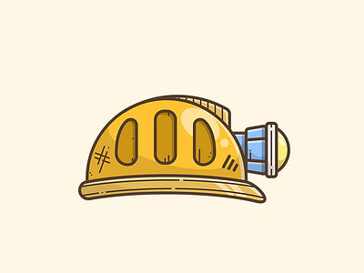 Miner Hat gold hat helmet icon illustration illustrator light mine miner research search vector