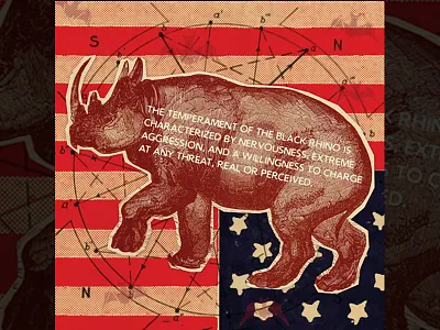 Black Rhino collage distress flag propaganda protest rhino us usa