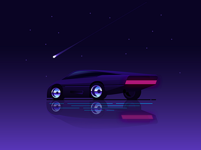 Interceptor 80s futuristic movie retro spacecar synthwave vector