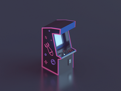 Tiny arcade machine 3d 3d modeling arcade blender game isometric low poly machine model retro