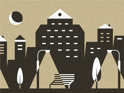 Night City building city flat illustration minimal minimalist night park simple street streetlight vintage