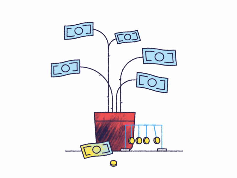 Business bill briiief business coin mony office plant tree