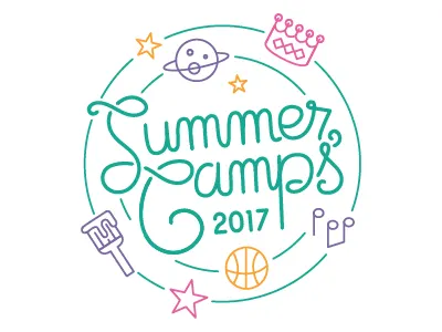 Summer Camps logo calligraphy childrens museum cursive graphic design hand lettering kids design logo logo design