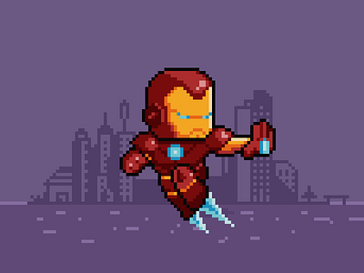 Pixel Ironman chibi hero illustration marvel pixel art pixelart