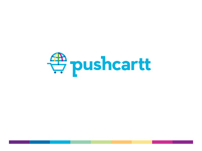 Pushcartt charity identity illustration logo shopping cart tech type