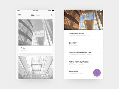 Travel Tracker App app architecture card feed ios iphone minimal oslo sketch swift travel ui