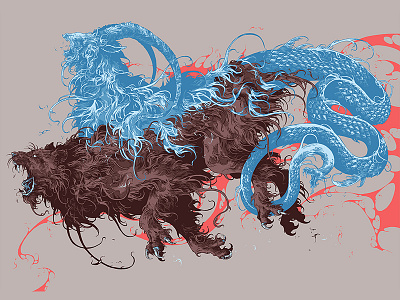 Chimera beast bestiary chaemera chimera creature further up graphic hybrid illustration ivan belikov myth snake
