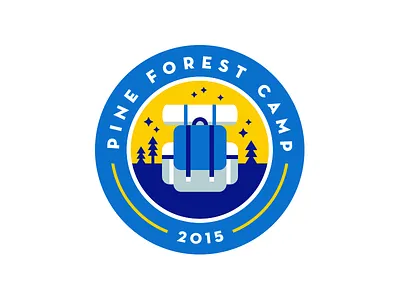 Pine Forest Camp backpack badge camp illustration patch pine trees sleeping bag