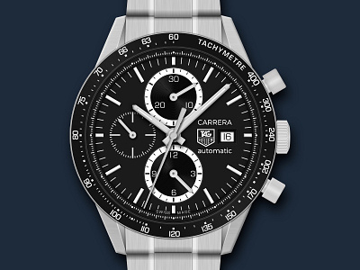 Tag Heuer Carrera Chronograph Watch Icon automatic carrera chronograph icon illustration sketch sketchapp swiss made tag heuer vector watch