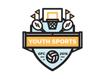 Youth Sports badge basketball illustration logo sports tennis volleyball youth