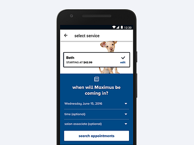 Booking : Selecting a service android booking mobile app services ui ux