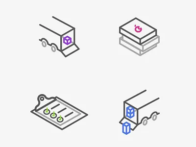 Production Icons checklist icon ipad production shipping truck